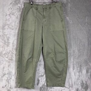 Gap Barrel Leg Pants Womens Size 12 Utility Cotton Preppy Relaxed Green Grunge